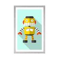 POSTER WITH MOUNT YELLOW ROBOT ON A BLUE BACKGROUND - ROBOTS - POSTERS