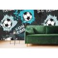 WALLPAPER SOCCER BALL ON A TURQUOISE BACKGROUND - CHILDRENS WALLPAPERS - WALLPAPERS