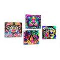 CANVAS PRINT SET ANIMALS IN POP ART STYLE - SET OF PICTURES - PICTURES