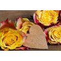 CANVAS PRINT VALENTINE'S YELLOW ROSES - VINTAGE AND RETRO PICTURES - PICTURES