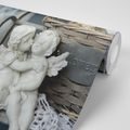 WALL MURAL STATUES OF ANGELS ON A BENCH - WALLPAPERS ANGELS - WALLPAPERS