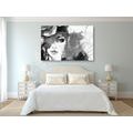 CANVAS PRINT BLACK AND WHITE PORTRAIT OF A WOMAN - BLACK AND WHITE PICTURES - PICTURES