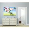 CANVAS PRINT TITMOUSES AND BLOOMING FLOWERS - VINTAGE AND RETRO PICTURES - PICTURES