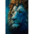 CANVAS PRINT BLUE-GOLD LION - PICTURES LORDS OF THE ANIMAL KINGDOM - PICTURES