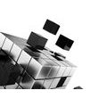 CANVAS PRINT STRATEGIC CUBE IN BLACK AND WHITE - BLACK AND WHITE PICTURES - PICTURES