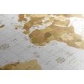 DECORATIVE PINBOARD BEIGE WORLD MAP ON A LIGHT BACKGROUND - PICTURES ON CORK - PICTURES