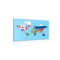 CANVAS PRINT WORLD MAP WITH FLAGS - PICTURES OF MAPS - PICTURES