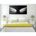CANVAS PRINT BLACK AND WHITE ANGEL WINGS - BLACK AND WHITE PICTURES - PICTURES