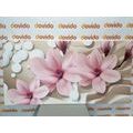 CANVAS PRINT MAGNOLIA ON AN ABSTRACT BACKGROUND - PICTURES FLOWERS - PICTURES