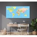 DECORATIVE PINBOARD MAP ON A BLUE BACKGROUND - PICTURES ON CORK - PICTURES