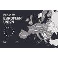 SAMOLEPÍCÍ TAPETA ČERNOBÍLÁ MAPA S NÁZVY ZEMÍ EU - SAMOLEPÍCÍ TAPETY - TAPETY