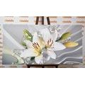 CANVAS PRINT WHITE LILY ON AN INTERESTING BACKGROUND - PICTURES FLOWERS - PICTURES