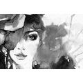 CANVAS PRINT BLACK AND WHITE PORTRAIT OF A WOMAN - BLACK AND WHITE PICTURES - PICTURES
