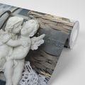 SELF ADHESIVE WALL MURAL STATUES OF ANGELS ON A BENCH - SELF-ADHESIVE WALLPAPERS - WALLPAPERS