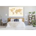 DECORATIVE PINBOARD WORLD MAP WITH A VINTAGE TOUCH - PICTURES ON CORK - PICTURES