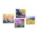 CANVAS PRINT SET IMITATION OF AN OIL PAINTING OF A DEER IN THE NATURE - SET OF PICTURES - PICTURES