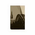 POSTER WITH MOUNT ILLUSTRATION OF THE CITY OF COLOGNE IN SEPIA - BLACK AND WHITE - POSTERS