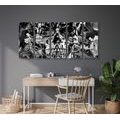 5-PIECE CANVAS PRINT ARTISTIC SKULL IN BLACK AND WHITE - BLACK AND WHITE PICTURES - PICTURES