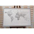 CANVAS PRINT CLASSIC BLACK AND WHITE MAP WITH A GRAY BORDER - PICTURES OF MAPS - PICTURES