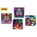 CANVAS PRINT SET ANIMALS IN POP ART STYLE - SET OF PICTURES - PICTURES