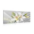 CANVAS PRINT WHITE LILY ON AN INTERESTING BACKGROUND - PICTURES FLOWERS - PICTURES