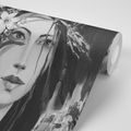 WALLPAPER BLACK AND WHITE ORIGINAL PAINTING OF A WOMAN - BLACK AND WHITE WALLPAPERS - WALLPAPERS