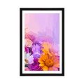 POSTER WITH MOUNT OIL PAINTING OF COLORFUL FLOWERS - FLOWERS - POSTERS