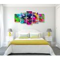 5-PIECE CANVAS PRINT HUMAN EYE IN POP-ART STYLE - POP ART PICTURES - PICTURES