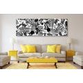 CANVAS PRINT BLACK AND WHITE POP ART ABSTRACTION - BLACK AND WHITE PICTURES - PICTURES