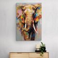 CANVAS PRINT A STYLISH ELEPHANT WITH AN IMITATION OF A PAINTING - PICTURES ELEPHANTS - PICTURES