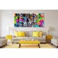 5-PIECE CANVAS PRINT COLORFUL ARTISTIC SKULL - POP ART PICTURES - PICTURES