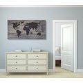 DECORATIVE PINBOARD WORLD MAP ON DARK WOOD - PICTURES ON CORK - PICTURES