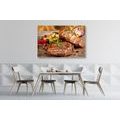 CANVAS PRINT GRILLED BEEF STEAK - PICTURES OF FOOD AND DRINKS - PICTURES