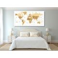 DECORATIVE PINBOARD BEIGE WORLD MAP ON A LIGHT BACKGROUND - PICTURES ON CORK - PICTURES