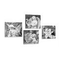 CANVAS PRINT SET HEAVENLY PEACE IN BLACK AND WHITE - SET OF PICTURES - PICTURES