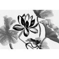 CANVAS PRINT WATERCOLOR LOTUS FLOWER IN BLACK AND WHITE - BLACK AND WHITE PICTURES - PICTURES