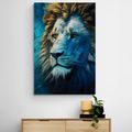 CANVAS PRINT BLUE-GOLD LION - PICTURES LORDS OF THE ANIMAL KINGDOM - PICTURES