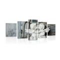5-PIECE CANVAS PRINT STATUES OF ANGELS ON A BENCH - PICTURES OF ANGELS - PICTURES