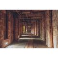 WALL MURAL WOODEN MINE TUNNEL - WALLPAPERS WITH IMITATION OF WOOD - WALLPAPERS