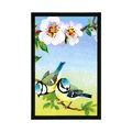 POSTER TITMOUSES AND BLOOMING FLOWERS - VINTAGE AND RETRO - POSTERS