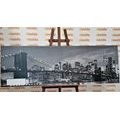 CANVAS PRINT ENCHANTING BROOKLYN BRIDGE IN BLACK AND WHITE - BLACK AND WHITE PICTURES - PICTURES