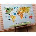 CANVAS PRINT CHILDREN'S MAP OF THE WORLD WITH ANIMALS - CHILDRENS PICTURES - PICTURES