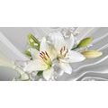 CANVAS PRINT WHITE LILY ON AN INTERESTING BACKGROUND - PICTURES FLOWERS - PICTURES