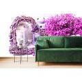 WALL MURAL WICKER HEART WITH LILAC - WALLPAPERS VINTAGE AND RETRO - WALLPAPERS