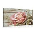 CANVAS PRINT PINK VINTAGE ROSE - VINTAGE AND RETRO PICTURES - PICTURES