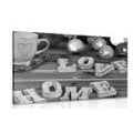 CANVAS PRINT HARMONIOUS HOME IN BLACK AND WHITE - BLACK AND WHITE PICTURES - PICTURES