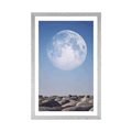 POSTER WITH MOUNT STACKED STONES IN THE MOONLIGHT - FENG SHUI - POSTERS