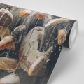 SELF ADHESIVE WALL MURAL HANGING PASTRIES ON A ROPE - SELF-ADHESIVE WALLPAPERS - WALLPAPERS