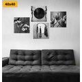 CANVAS PRINT SET IN BLACK AND WHITE ETHNO DESIGN - SET OF PICTURES - PICTURES