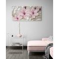 CANVAS PRINT MAGNOLIA ON AN ABSTRACT BACKGROUND - PICTURES FLOWERS - PICTURES